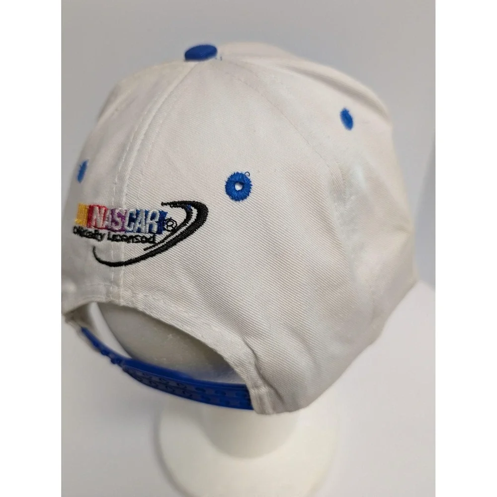 NASCAR Hat Cap Snap Back Mens One Size White Blue Racing Clevite 77 Embroidered